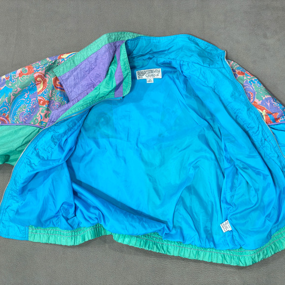 Giacca Sport Bomber Jacket Coat 80s 90s Shoulder Pads Retro Women's Size Medium - Picture 7 of 16